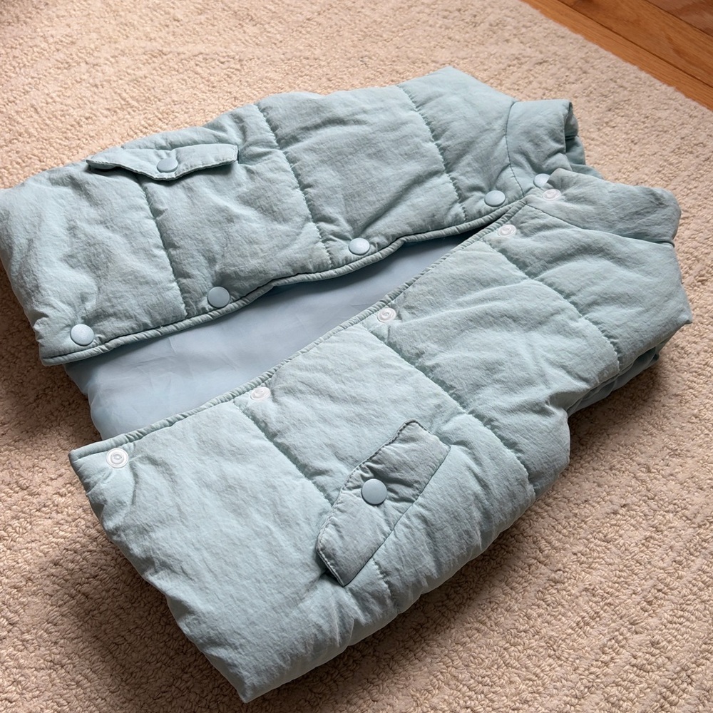 Baby blue puffer matte kids vest